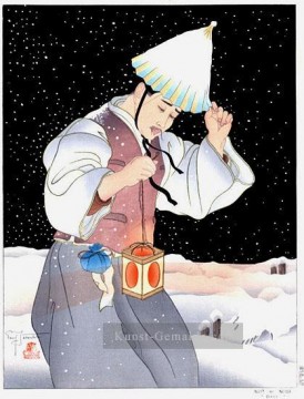 Nuit de neige coree 1939 Asian Ölgemälde